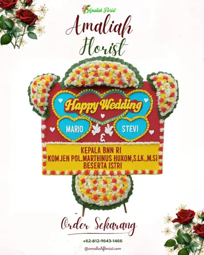 Karangan Papan Bunga Pernikahan di Cilinaya